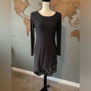 Gray Asymmetric Sequin Long Sleeve Dress